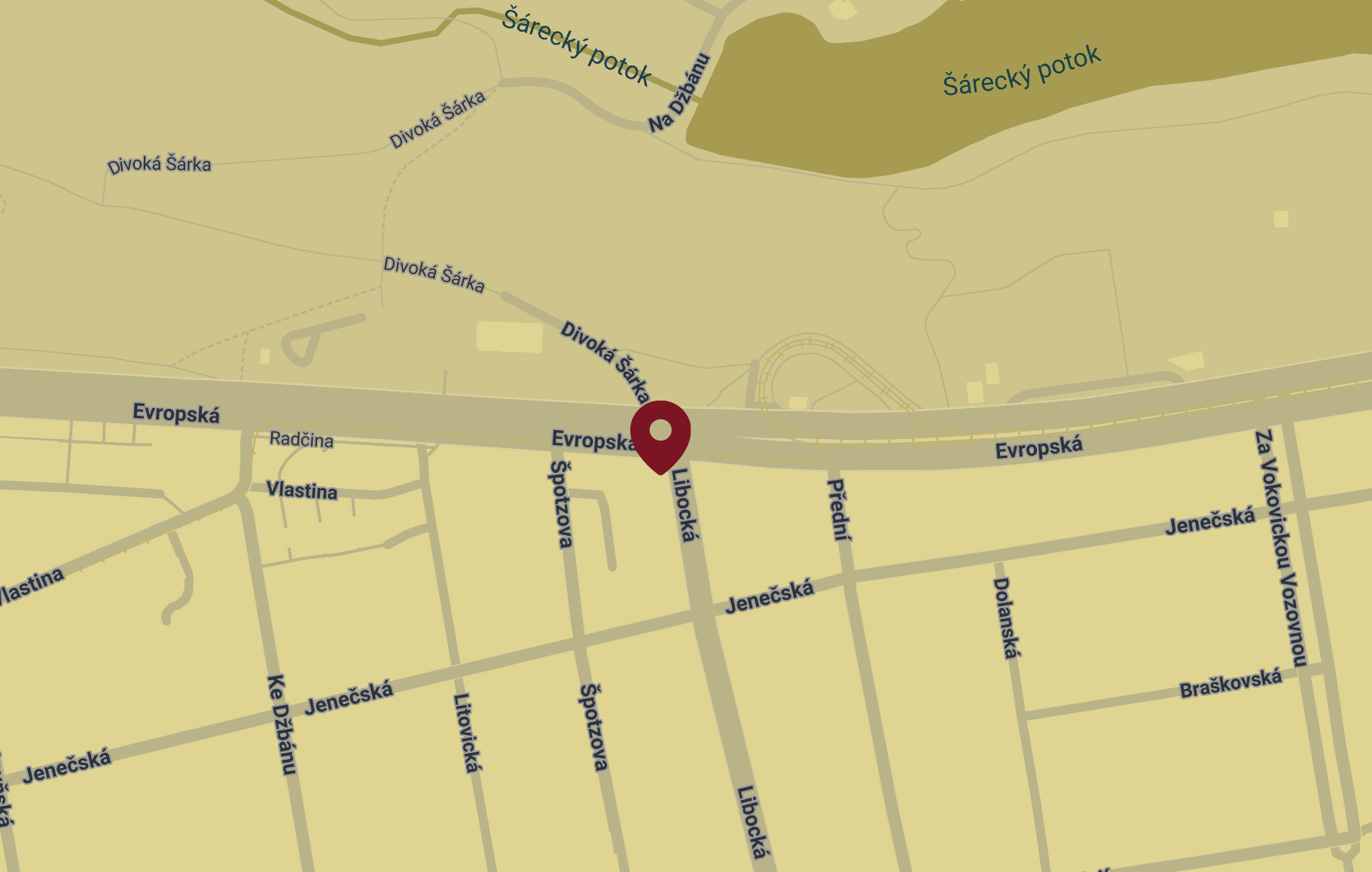 Mapa umístění Restaurace nad Šárkou
